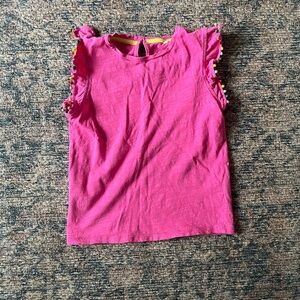Mini Boden Bright Pink Ruffle Sleeve Tee